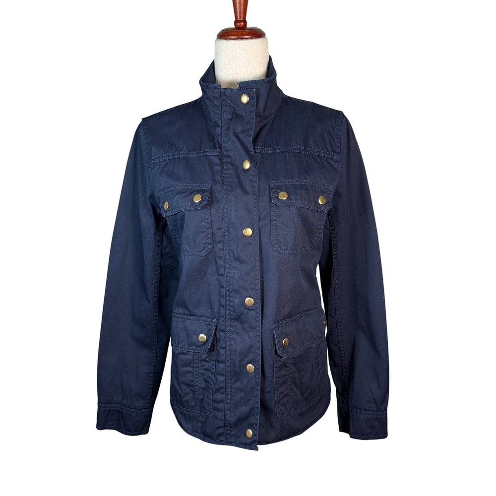 J.Crew Downtown Field Jacket Womens‎ Navy Blue Cotton Twill Utility Coat S